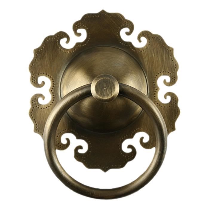 Taille: 6 cm de d AMYZ Heurtoir de Porte en cuivre Pur Noir poignée de Porte Antique de Style Chinois Anneau de Porte d'armoire en Bois antirouille en Bronze rétro pour Porte d'entrée de la Cour 