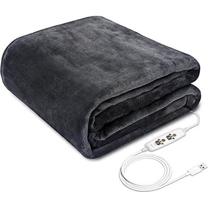 Lot De 2 Couvertures Chauffantes 12V Pour Voiture | Polyester Sherpa - 145x99cm | Réglage 2 Températures