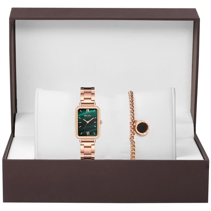 Montre femme - RMEGA - Rétro étanche - Cadran or rose - Bracelet acier inoxydable - Vintage