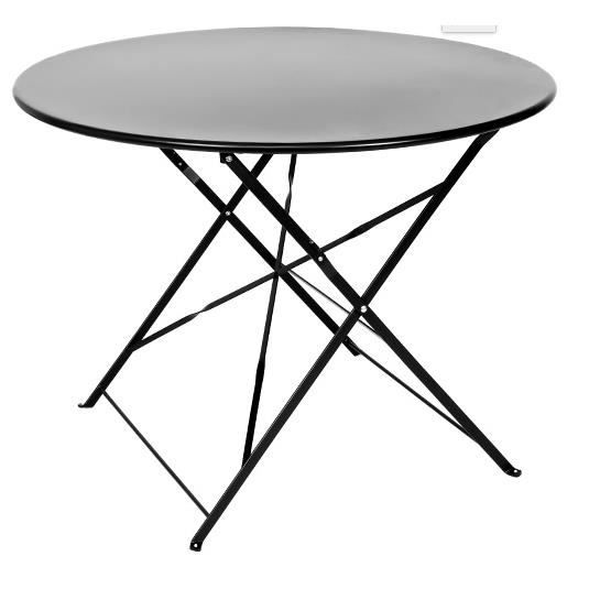 Table De Jardin Ronde D95cm Pliante Noir Mat Achat Vente Table