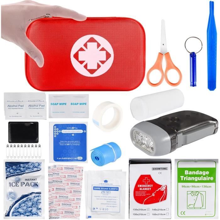 2 Mini Trousse De Secours Voyage - Vide, Rouge Et Bleu, Compartiments Multiples, Pour Voiture, Rando, Bureau