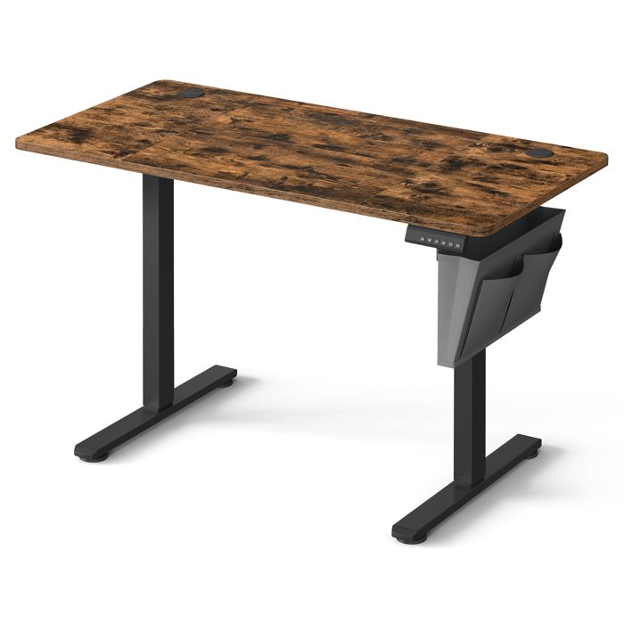 Bureau électrique assis-debout - SONGMICS - 60 x 120 cm - 4 hauteurs mémorisables - Marron rustique et noir