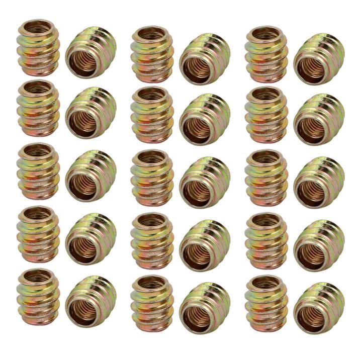 30pcs M6x12mm zingué assortiment Meuble Non-Flange insert fileté