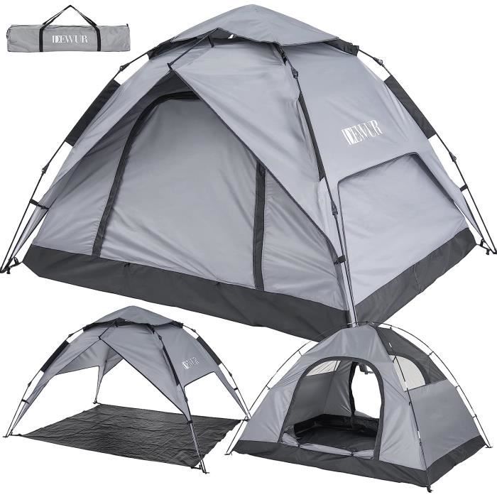 Tente De Camping Double Paroi Pour 3-4 Personnes - Stable Et Imperméable