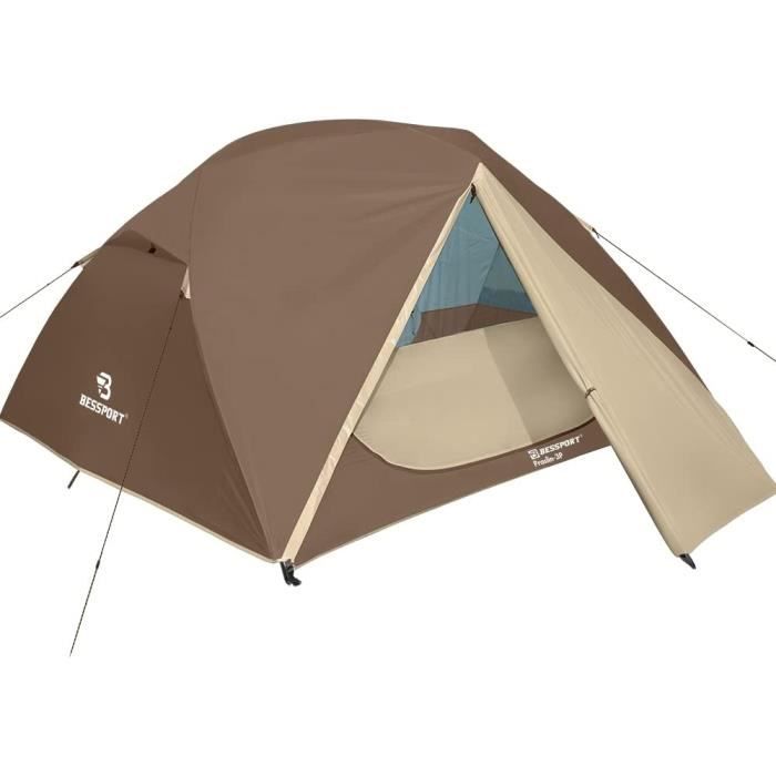 Tente De Camping Ultralégère 1-2 Personnes - Polyester Imperméable, Fibre De Verre - Double Couche Avec Moustiquaire - Poids ~850g-1kg - 4
