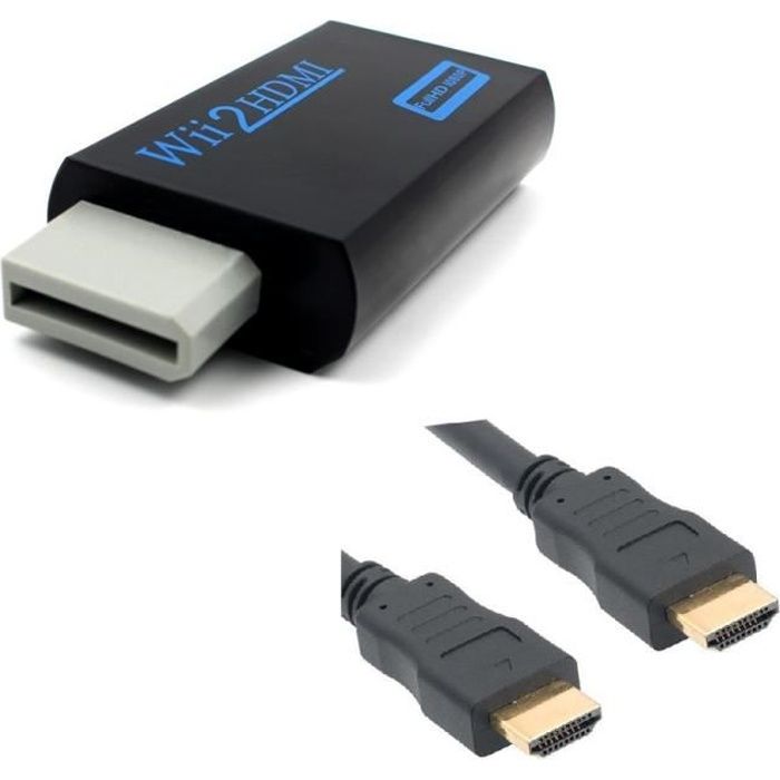 Adaptateur HDMI full HD pour Nintendo Wii Wii U Noir + câble HDMI 1