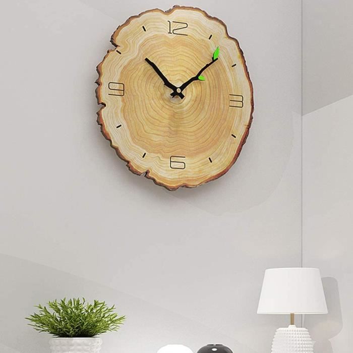 Horloge murale - SURENHAP - Vintage - Bois naturel - 12 cm - Décoration intérieure