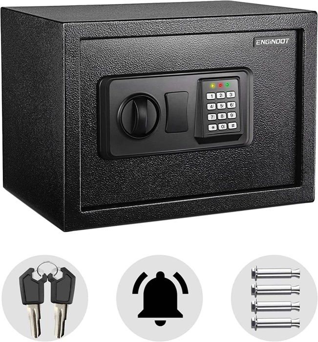 Coffre Fort à Combinaison ENGINDOT, 35×25×25cm, 14L, 2 Clés d'urgence, avec  Serrure Electronique Numérique de Alarme - HES25A - Cdiscount Bricolage