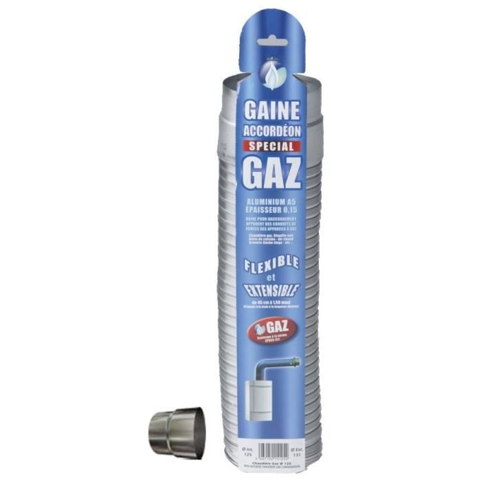 Gaine accordéon spécial gaz 125/131 mm +raccord - TEN - 15125