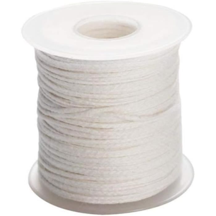 Mèche Bougie Coton Bio 61m - Naturel Tressé - Pour Fabrication Bougies Maison - Sans Fumée Noire