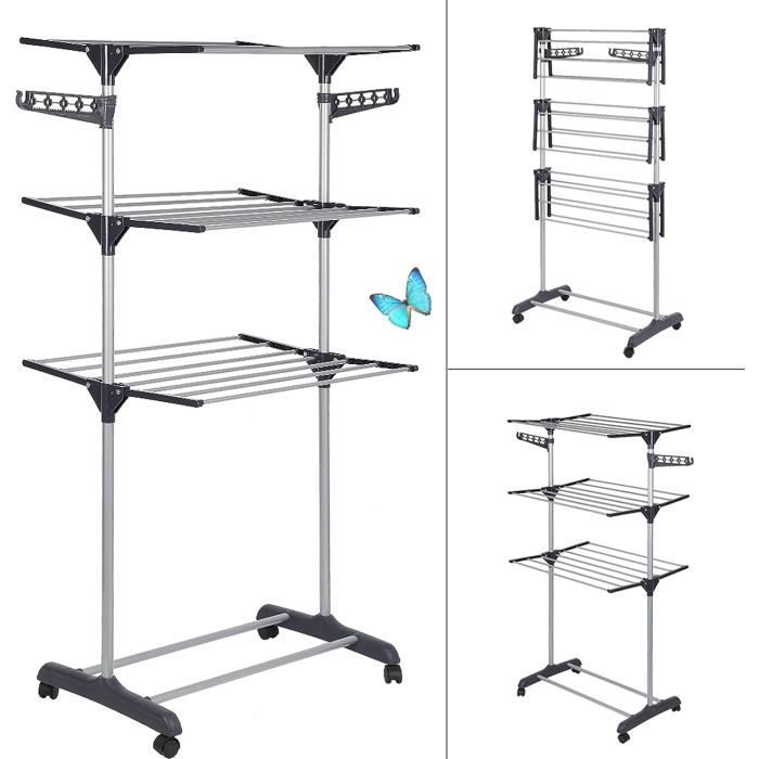 Séchoir à Pâtes Fraîches Navaris Pliable - Support Jusqu'à 2 Kg - 16 Tiges En Plastique Et Inox - Compact Et Facile à Ranger