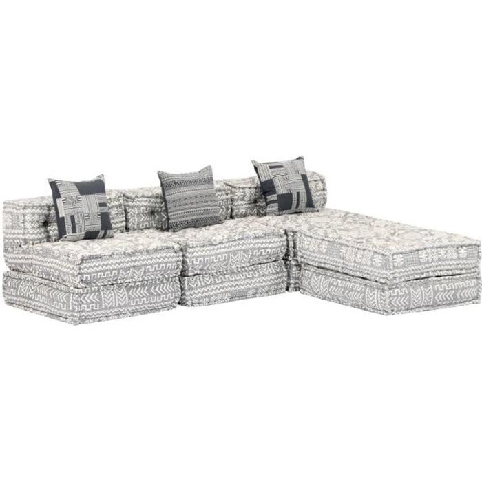 vidaxl pouf modulaire a 3 places gris clair tissu cdiscount maison