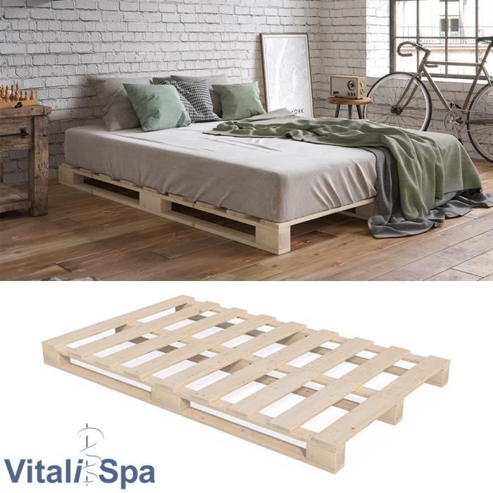Lit En Palettes Vitalispa Lit En Bois Meuble En Palettes 140 X 0 Cm Bois De Lit Lit Futon Cdiscount Maison