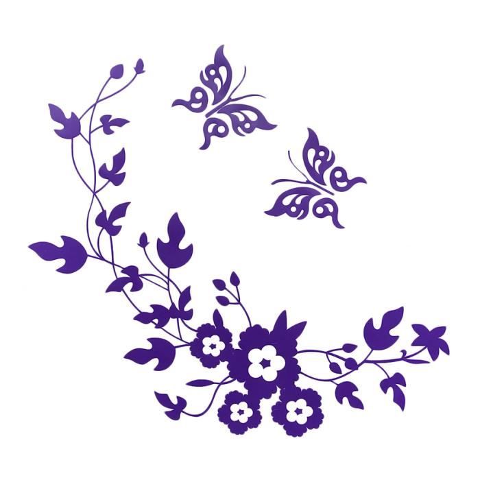 Autocollant Mural Vinyle Fleurs Avec Fées Et Papillons - Décor Repositionnable Pour Toutes Les Pièces