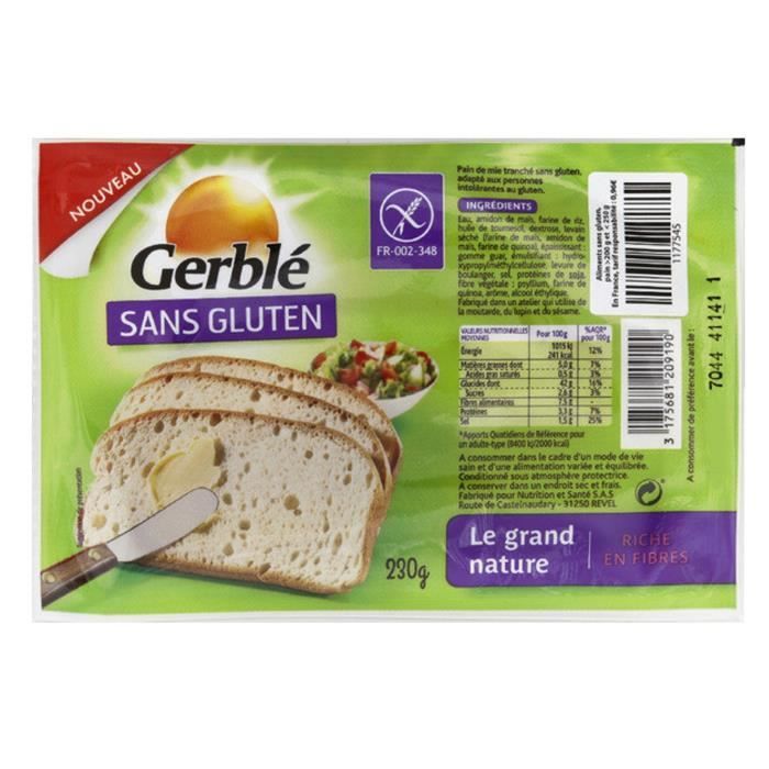 Gerble Pain Tranchés Farine De Mais Riz Et Quinoa Sans