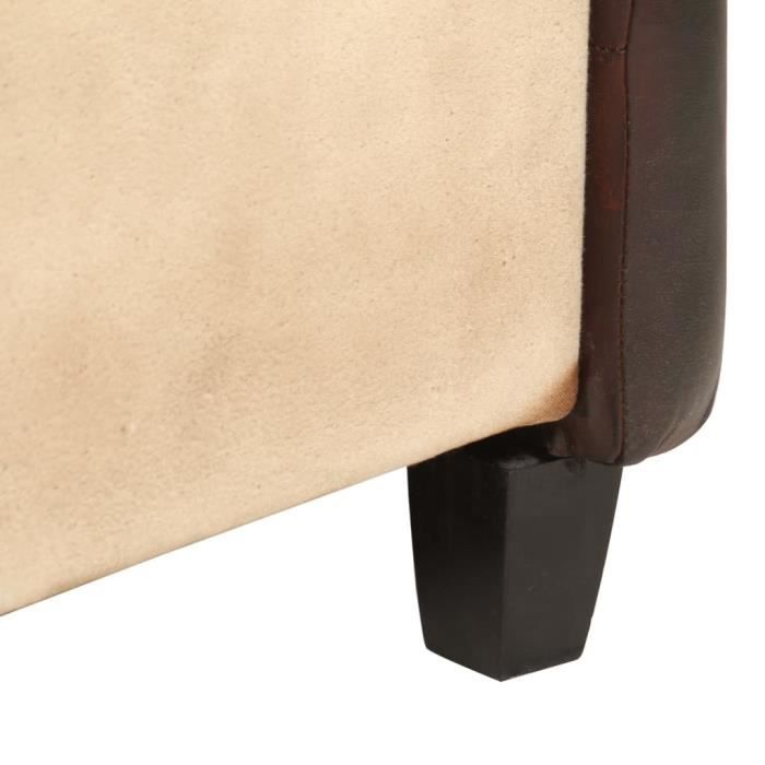 Fauteuil de bureau marron vintage en cuir et bois massif GASTON