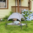 Lit pour chien chat sur pieds grand confort tissu oxford micro-perforé + parasol + sac de transport inclus gris noir 57 61x46x61cm-1