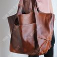 TD® Nouveau mode rétro Simple grand sac en cuir souple grande capacité une épaule Portable fourre-tout seau grand sac-1