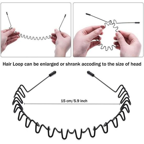 Bandeau En Métal Noir Pour Hommes Et Femmes Unisexe Ondulé Serretête