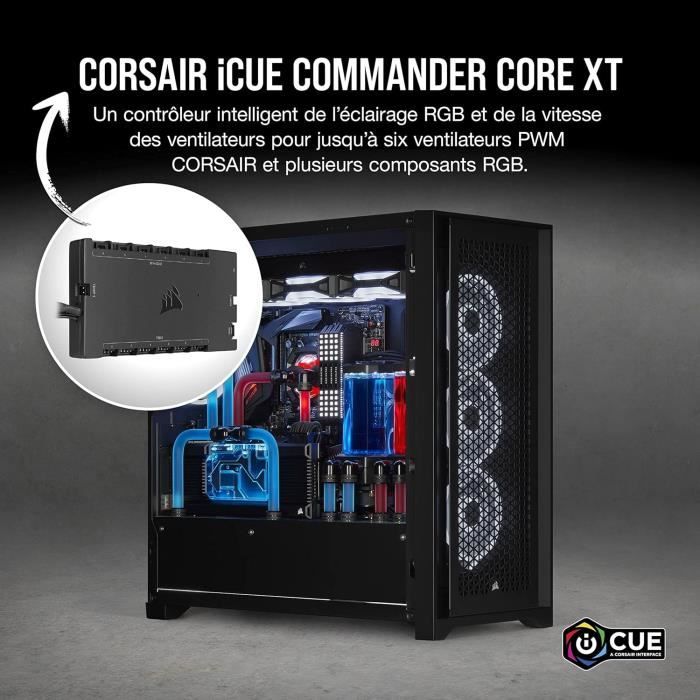 Contrôleur Corsair ICUE COMMANDER CORE XT - Gestion 6 Ventilateurs PWM + RGB (264 LEDs) + Température