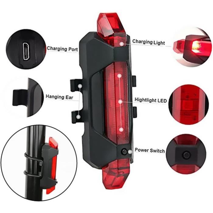 Feu Arrière Vélo Ultra Fin – LED Multimode (Clignotant/Frein), USB Rechargeable, IPX4, Sécurité Nuit