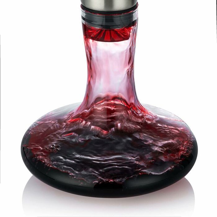 Carafe à décanter à vin rouge avec aérateur 100 % verre cristal - Carafe à décanter avec filtre d'aération intégré, versement sans goutte, cadeau de vin, accessoires pour vin 1800 ml (pleine