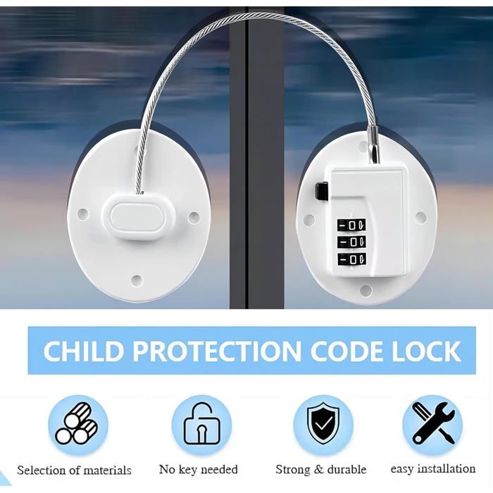 Serrure De Sécurité Adhésive Pour Réfrigérateur Et Portes - Protection Enfant Sans Perçage, Facile à Installer