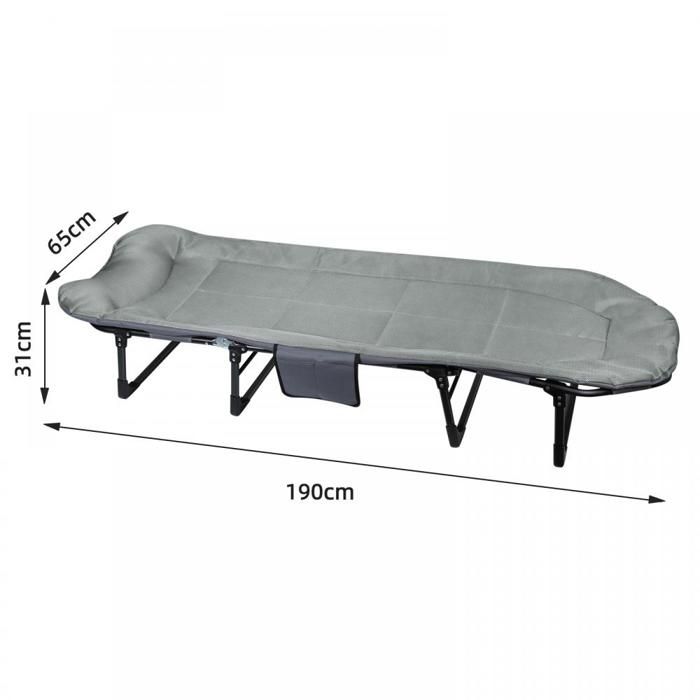 Lit De Camp Pliant Homewell 1 Personne Avec Oreiller - 190x65x31cm, Charge 200kg, Pour Camping, Maison, Jardin - Ultra Stable Et Confortable