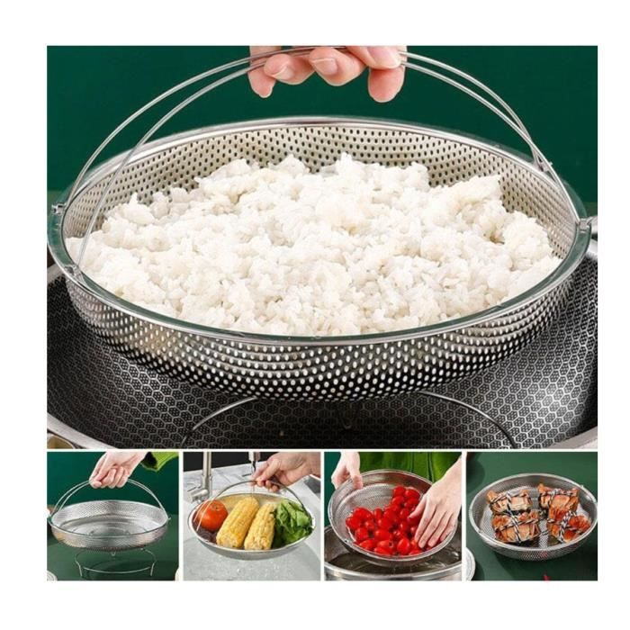 Panier Vapeur En Inox Pour Cuiseur à Riz - Avec Poignée Isolante - Capacité 6L - Pour Cuisson à La Vapeur