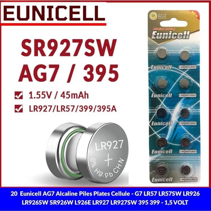 Guaber Lot De 10 Piles Bouton Alcalines AG7 1,55 V 26 MAh