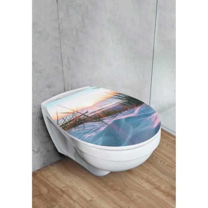 WENKO Abattant WC avec Frein de Chute BALTIC, Cuvette de Toilette Fixation  Clipsable en Inox, en Duroplast Robuste, Motif Dune Plage - Cdiscount  Bricolage