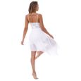 YIZYIF Femme Robe Danse Classique Paillette Justaucorps Robe Danse Latine Salsa Tango Chacha S-XL Blanc-2