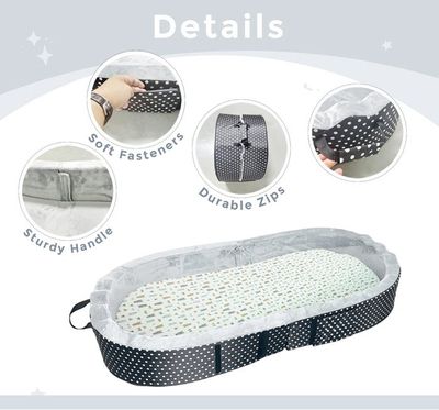 Lit Parapluie Pliant Bébé 0-36 Mois 3 en 1 avec Matelas Roulettes Sac de Transport Charge Max 15KG Gris 125 x 65 x 76CM(Bleu