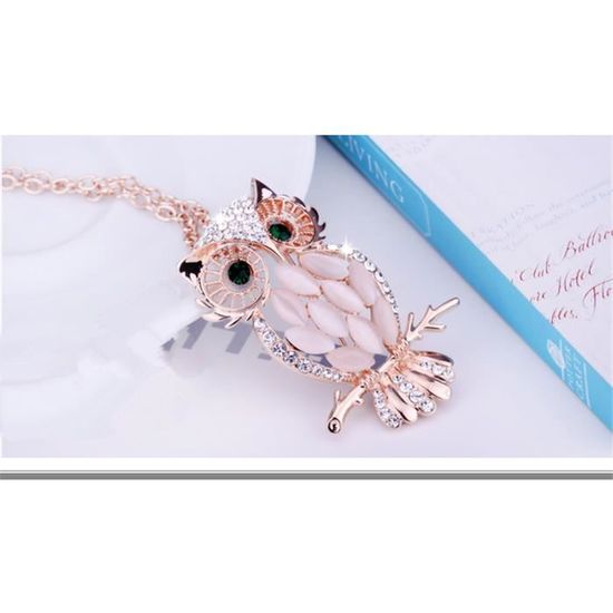 Collier Sautoir Femme Pendentif Hiboux Coloré - Neuf Avec étiquettes, Bijou Fantaisie Joyeux