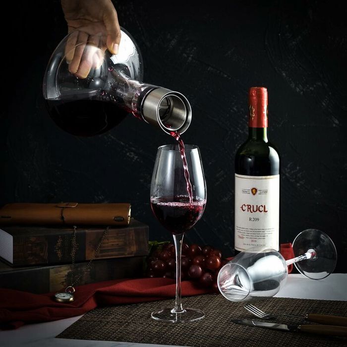 Carafe à décanter en verre 2000ml avec bouchon en chêne - Deco fusion