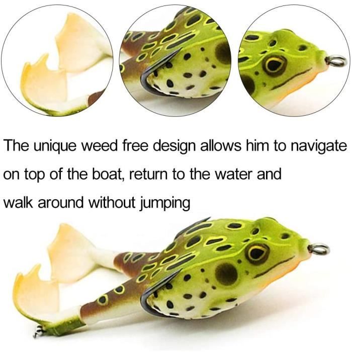 Leurre Grenouille Bite 'EM Solar Lures – Topwater Noir – Hameçon 3/0 – Neuf (USA)