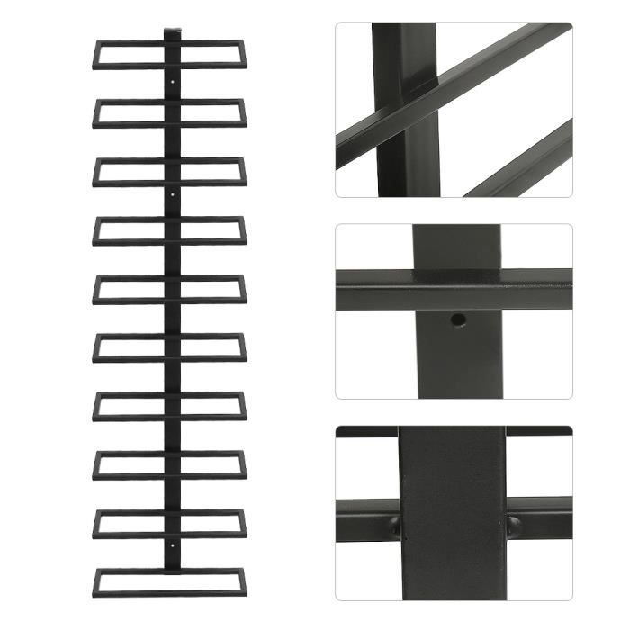 Porte-Bouteille Mural Yaheetech - 10 Bouteilles, 126cm Noir | Étagère à Vin Métallique