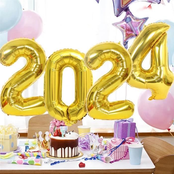 Decoration Nouvel An 2024, Ballons 2024 Or Réveillon Déco 2024 Ballons  Chiffre 2024 Doré, Gonflable Hélium Ballon Numéro 202[J6511] - Cdiscount  Maison