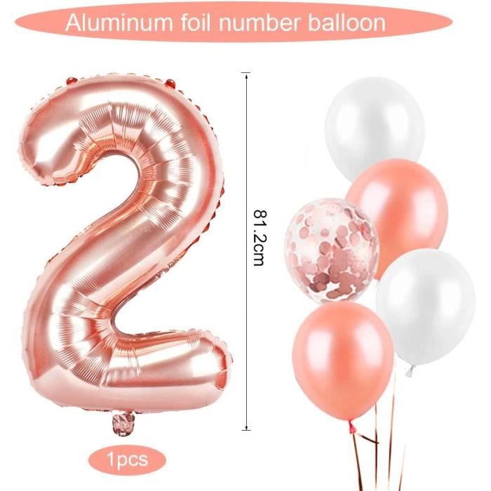 Arche De Ballons Pour Anniversaire Fille 2 Ans - Rose, Avec Ballons étoile Et Cœur, Décoration Complète