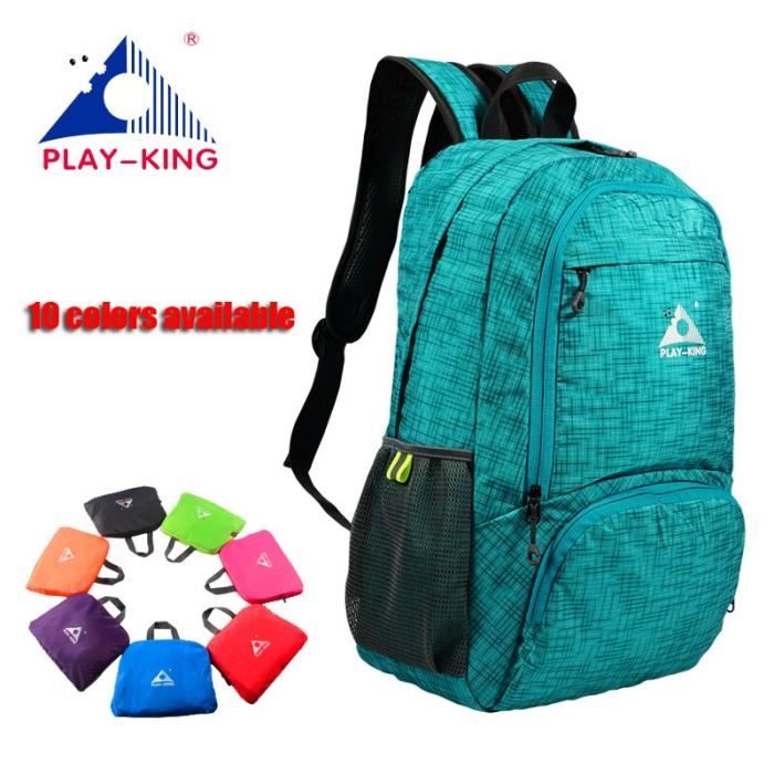 Lac bleu petit sac dos pliable en Nylon l ger multicolore