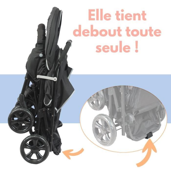 Bambisol Poussette Double  Toute Equipée, Habillage Pluie Inclus, Pliage  Facile - Cdiscount Puériculture & Eveil bébé