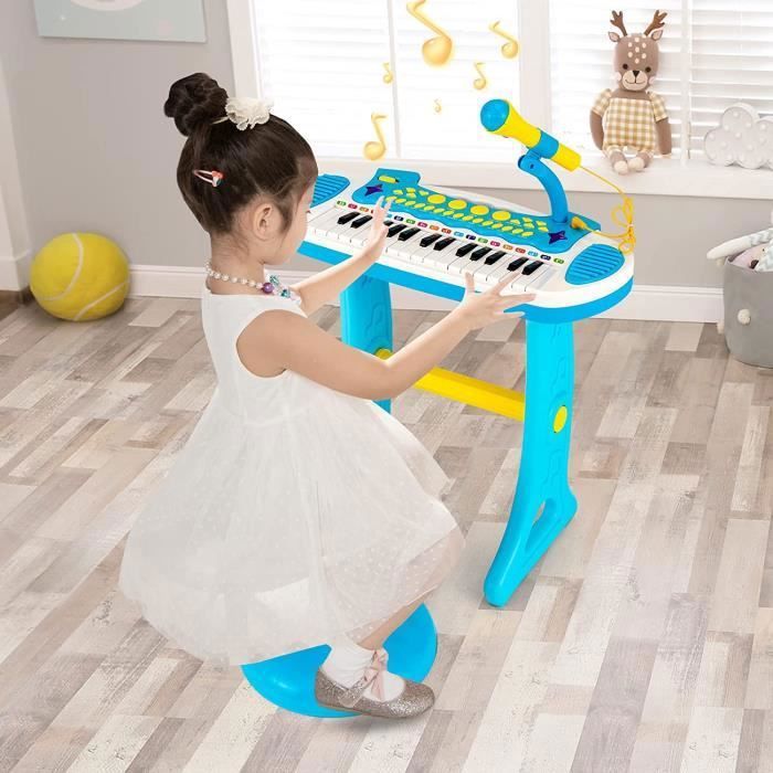 Piano Enfants,14 Touches Piano pour Enfants,Jouet D'éducation Précoce Jouet  d'apprentissage Musical avec Clavier Lumineux et Musical