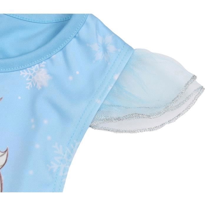 Robe Princesse Elsa Reine Des Neiges Pour Fille - Tulle, Manches Courtes, Sans Cerceau - Costume Fête Noël Halloween
