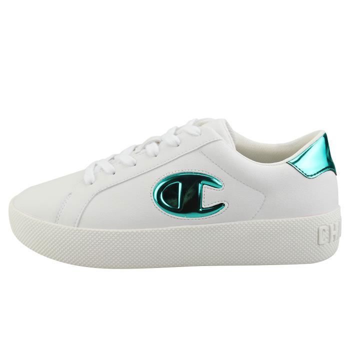 Baskets Champion Era Gem Femme Blanc Vert Blanc vert Cdiscount Chaussures