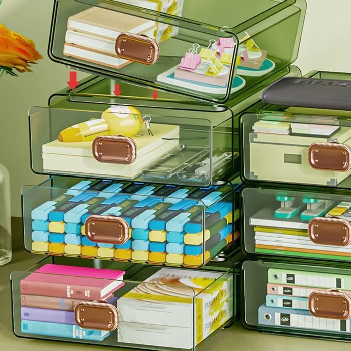 Boîte de rangement à tiroirs multiples, empilable, boîte de rangement de  bureau en plastique, finition de bureau, boîte de rangement de cosmétiques,  fournitures ménagères - AliExpress
