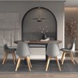 Lot de 4 Chaise de salle à manger en bois massif Scandinaves, Confortable et facile à nettoyer siège rembourré, gris-3
