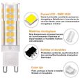 AMPOULE Ampoule LED G9, 7W equivalent 60 65W Ampoules halog&egrave;nes, Blanc froid 6000K, G9 Prise LED Lampe, sans scintillemen451-3