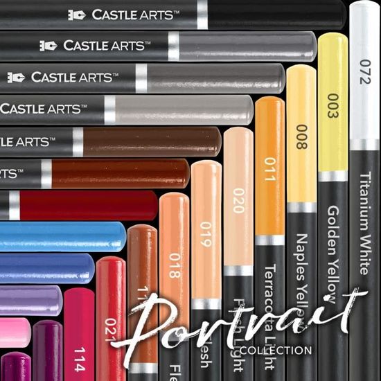 Crayons de haute qualité avec des nuances douces pour un résultat magnifique Boîte métallique de 24 crayons de couleur sur le thème de Castle Arts idéale pour l'art Paysage