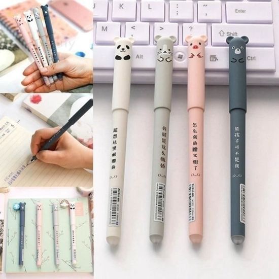 fourniture scolaire kawaii 0,35 mm adaptés aux enfants 12 PCS stylos effaçables pour dessin animé aux étudiants et aux adultes stylos neutres à encre noire à motifs mignons fourniture scolaire kawaii 0,35 mm adaptés aux enfants 12 PCS stylos effaçables pour dessin animé aux étudiants et aux adultes stylos neutres à encre noire à motifs mignons