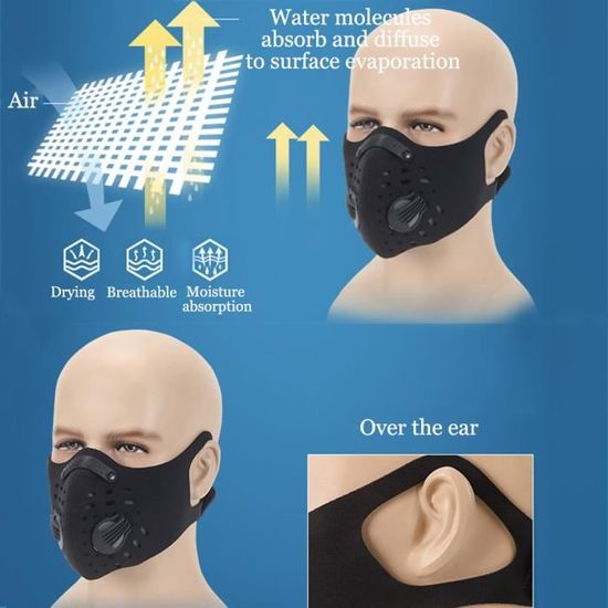 NEUFU Masque De Sport Anti-Pollution Avec Filtre Pour Moto Vélo Activités  En Plein Air